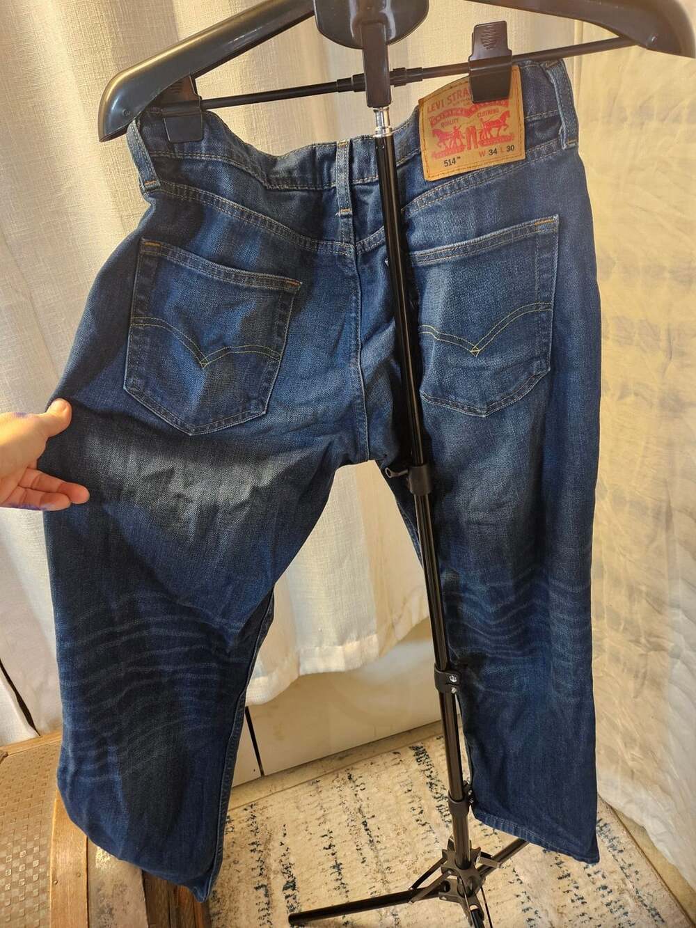 Levi's 514 Straight Jeans Size W34 L30 Blue Denim - Picture 3 of 6